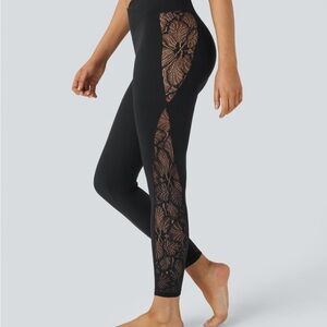Black Leggings with Lace Detail